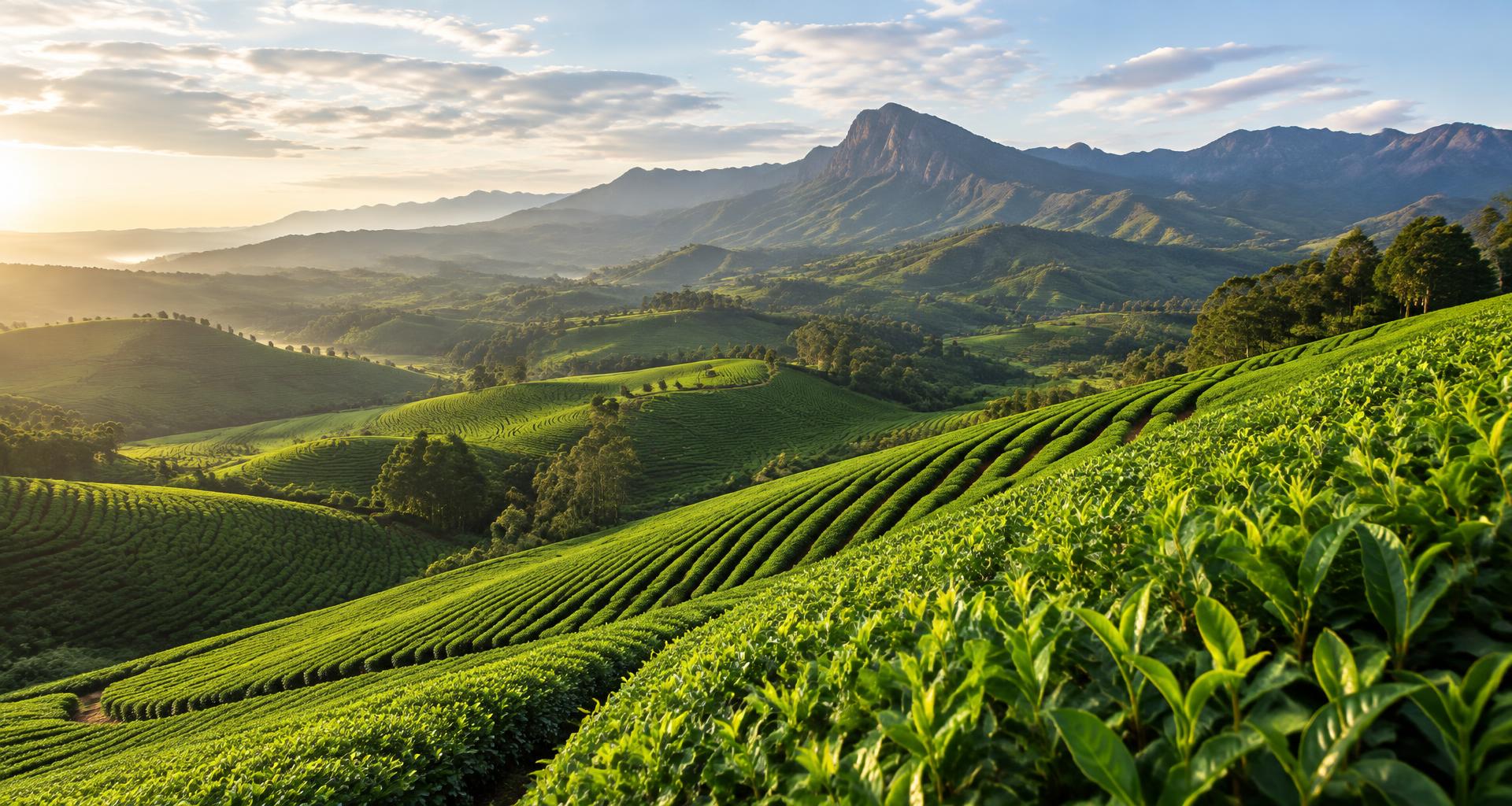 Cultivated green hills inspired by Zimbabwe’s Eastern Highlands